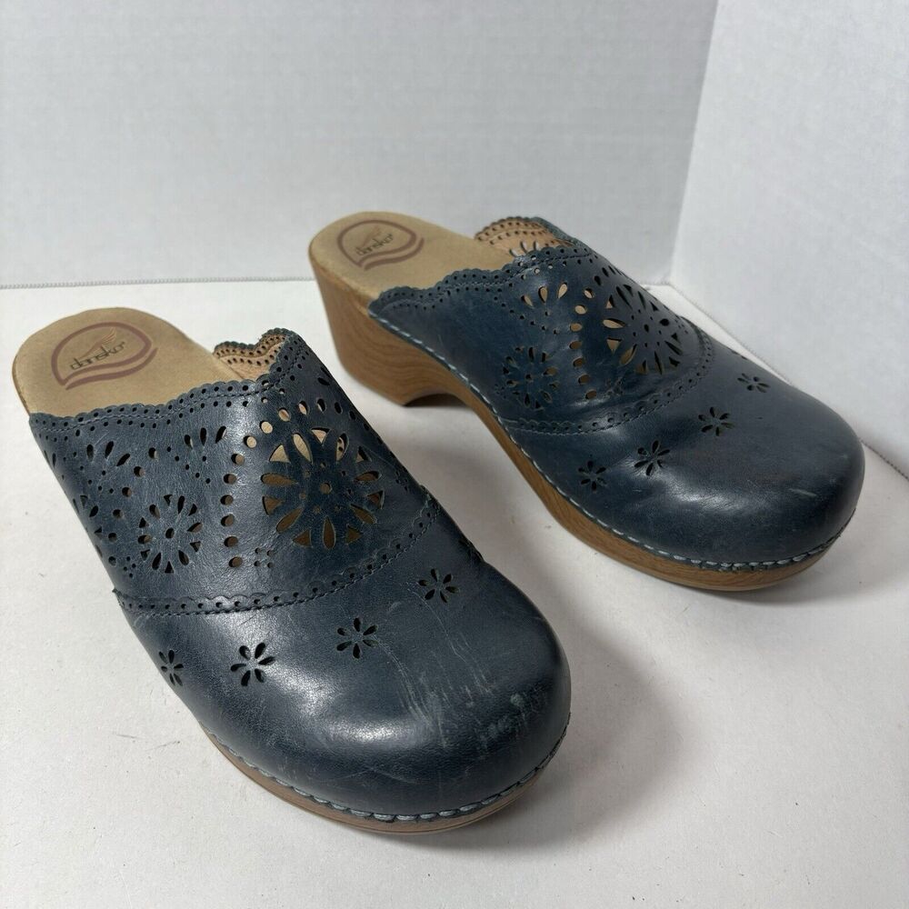 Dansko Clogs Womens Size EU 40 US 9 Skylar Blue Leather Slip On Mule G2